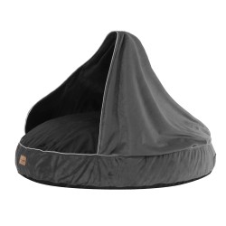 RECOBED Pufa z kocykiem Welurowe szary/czarny XL - 100 cm