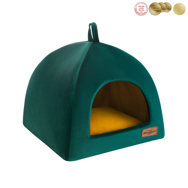 RECOBED Budka Welurove zielona M 50 x 50 x 40 cm