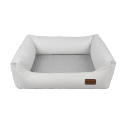 RECOBED Kanapa Lincoln ekoskóra biały&szary rozmiar S: 65 x 50 x 18 cm