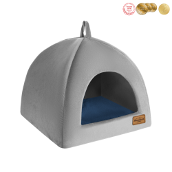 RECOBED Budka Welurove szara S 40 x 40 x 30 cm