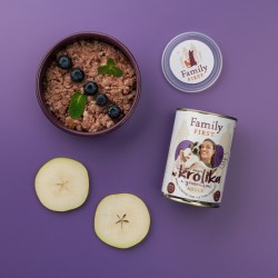 FAMILY FIRST Puszka dla psa Bogata w królika z gruszkami 400g