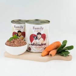 FAMILY FIRST Puszka dla psa Bogata w wołowinę z marchewką 400g