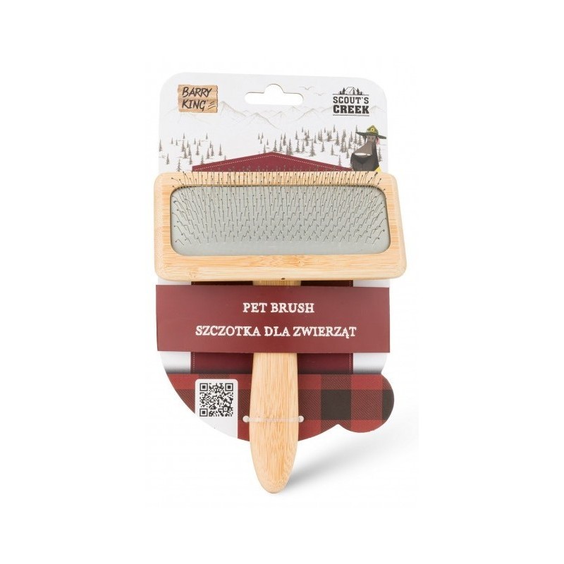 BARRY KING Szczotka dla zwierząt pudlówka z bambusową rączką 12,2 x 15,5 cm