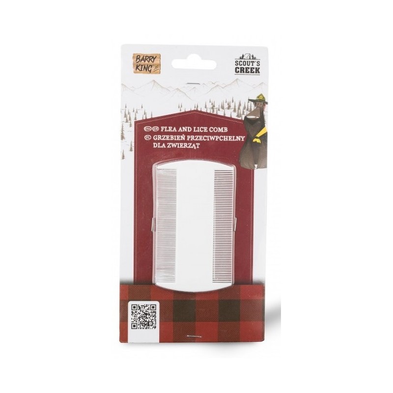 BARRY KING Grzebień przeciwpchelny dla zwierząt dwustronny - biały