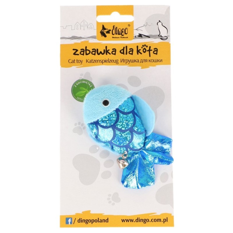 DINGO Zabawka dla kota Rybka 8 cm niebieska