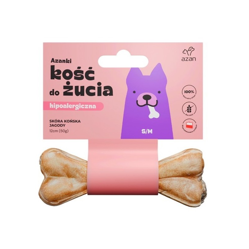 AZANKI Kość hipoalergiczna ze skóry końskiej z jagodami 17 cm