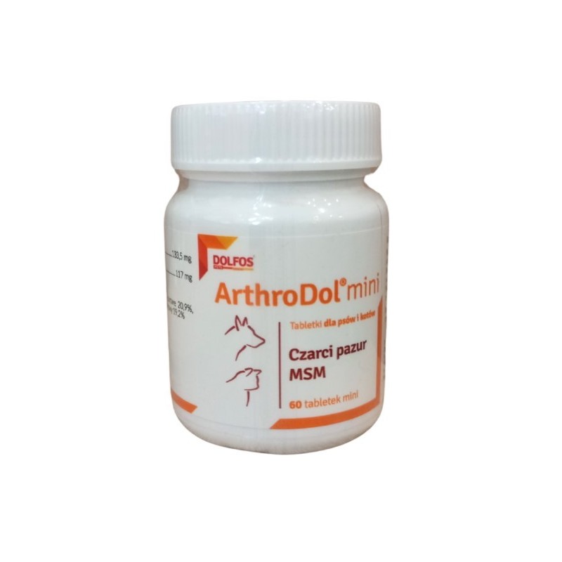 DOLFOS Arthrodol MINI - preparat przeciwbólowy i przeciwzapalny dla psów i kotów - 60 tabletek