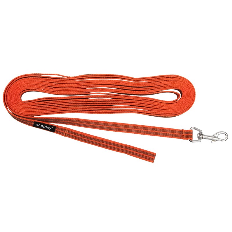 AMIPLAY Smycz treningowa Rubber 10 m - Pomarańczowa L-XL