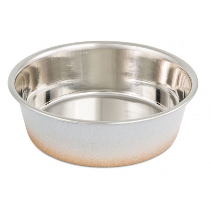 BARRY KING Miska dla psa/kota ze stali nierdzewnej 470 ml - szara ze złotym brokatem