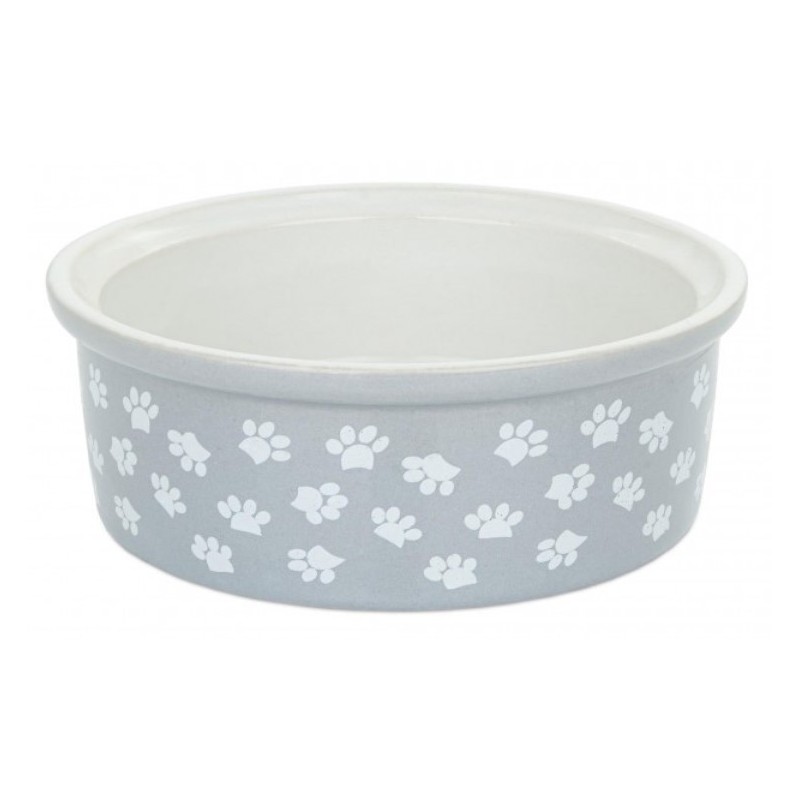 BARRY KING Miska dla psa ceramiczna nadruk łapy 12 cm - szara