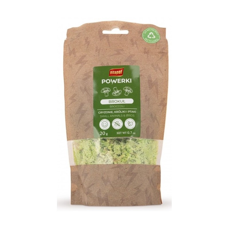 VITAPOL Powerki Brokuł liofilizowany dla gryzoni, królika oraz ptaków egzotycznych 20g
