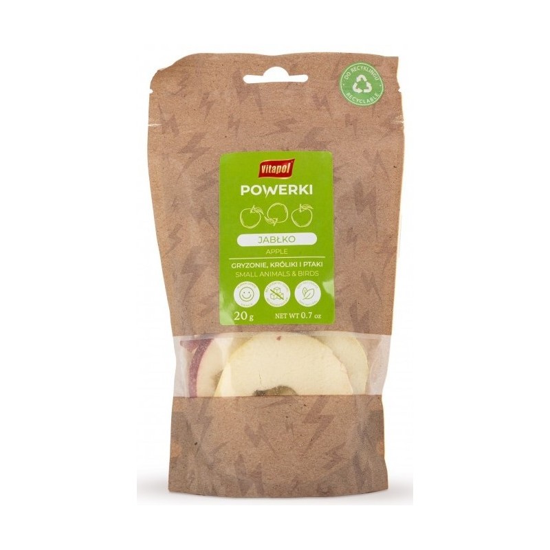 VITAPOL Powerki Jabłko liofilizowane dla gryzoni, królika oraz ptaków egzotycznych 20g