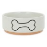 BARRY KING Miska ceramiczna dla psa z nadrukiem kości na podstawce - biała 12 cm