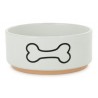 BARRY KING Miska ceramiczna dla psa z nadrukiem kości na podstawce - biała 15 cm