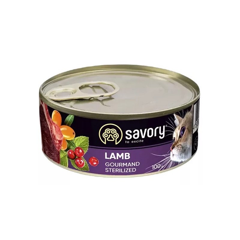 SAVORY Cat Adult Sterilised Lamb 100g (puszka)