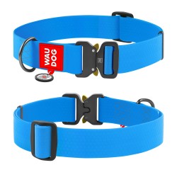 WAUDOG Waterproof obroża wodoodporna z QR-paszportem, metalowa klamra fastex - niebieski M