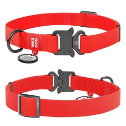 WAUDOG Waterproof obroża wodoodporna z QR-paszportem, metalowa klamra fastex - czerwony M