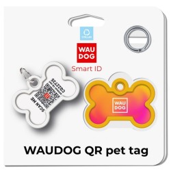 WAUDOG Smart ID metalowa zawieszka z QR-paszportem, wzór pomarańczowy gradient  40mm x 28mm