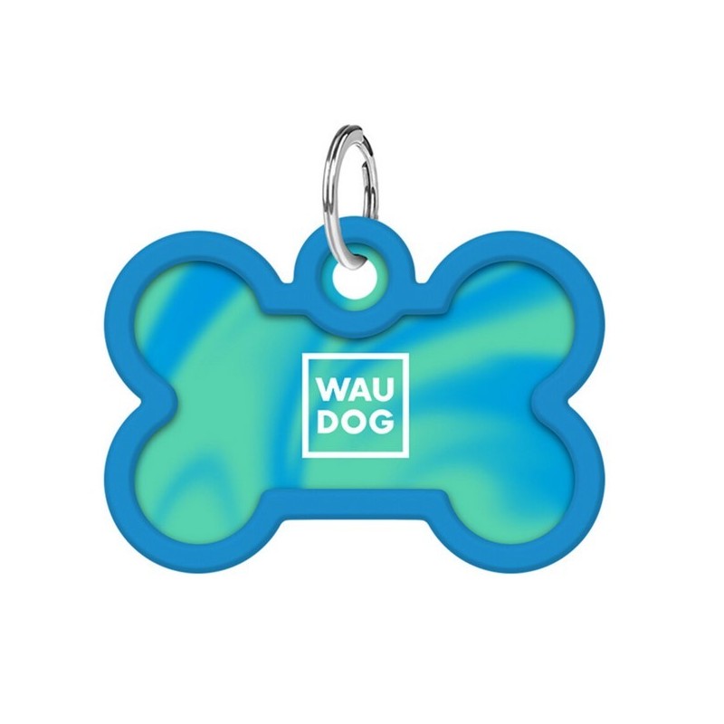 WAUDOG Smart ID metalowa zawieszka z QR-paszportem wzór niebieski gradient 40mm x 28mm