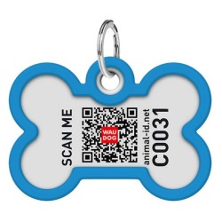 WAUDOG Smart ID metalowa zawieszka z QR-paszportem wzór niebieski gradient 40mm x 28mm