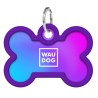 WAUDOG Smart ID metalowa zawieszka z QR-paszportem, wzór fioletowy gradient 40mm x 28mm