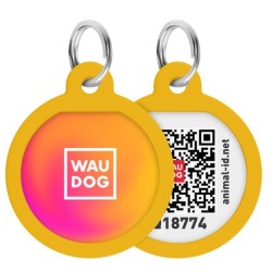 WAUDOG Smart ID metalowa zawieszka z QR-paszportem, wzór pomarańczowy gradient okrągły 25mm