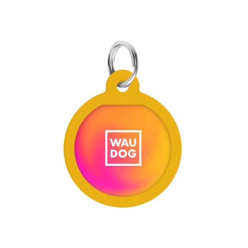 WAUDOG Smart ID metalowa zawieszka z QR-paszportem, wzór pomarańczowy gradient okrągły 30mm