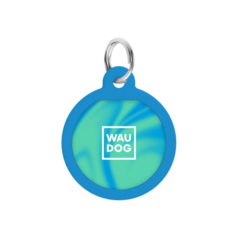 WAUDOG Smart ID metalowa zawieszka z QR-paszportem, wzór niebieski gradient okrągły 30mm