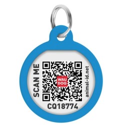 WAUDOG Smart ID metalowa zawieszka z QR-paszportem, wzór niebieski gradient okrągły 30mm