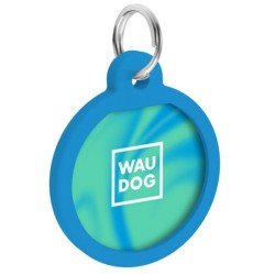 WAUDOG Smart ID metalowa zawieszka z QR-paszportem, wzór niebieski gradient okrągły 30mm