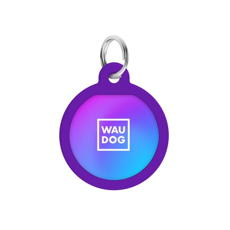 WAUDOG Smart ID metalowa zawieszka z QR-paszportem, wzór fioletowy gradient okrągły 30mm
