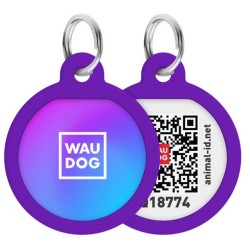 WAUDOG Smart ID metalowa zawieszka z QR-paszportem, wzór fioletowy gradient okrągły 25mm