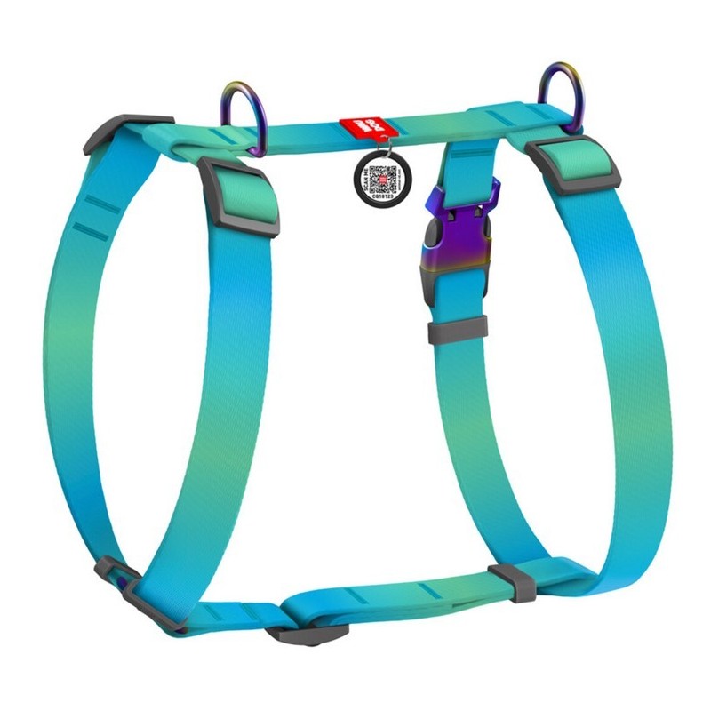 WAUDOG Nylon Recycled szelki anatomiczne w kształcie litery H z QR-paszportem gradient niebieski M