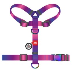 WAUDOG Nylon Recycled szelki anatomiczne w kształcie litery H z QR-paszportem, gradient fioletowy L