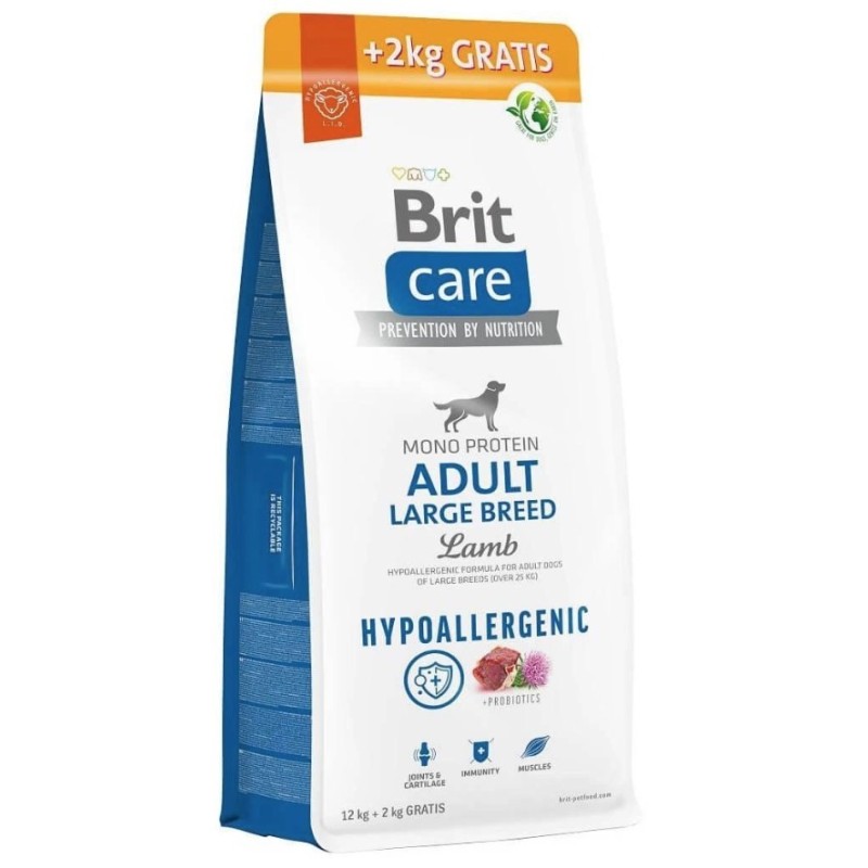 BRIT CARE Dog Hypoallergenic Adult Large Breed Lamb 12kg + 2kg GRATIS!