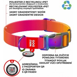 WAUDOG Nylon obroża Recycled nylonowa z QR-paszportem gradient pomarańczowy M