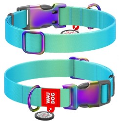 WAUDOG Nylon obroża Recycled nylonowa z QR-paszportem gradient niebieski XL