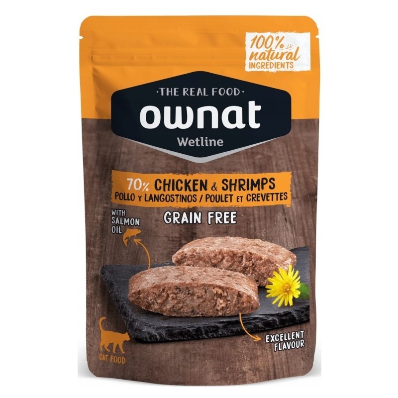 OWNAT WetFood Cat Adult - Kurczak i Krewetki w Rosole 85g