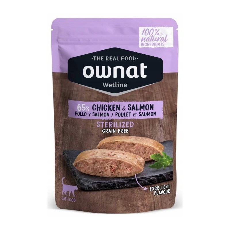 OWNAT WetFood Cat Sterilized - Kurczak i Łosoś w Rosole 85g