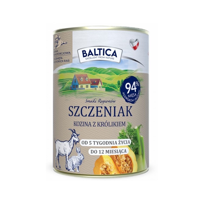 BALTICA SMAKI REGIONÓW Szczeniak Kozina z królikiem - puszka 400g