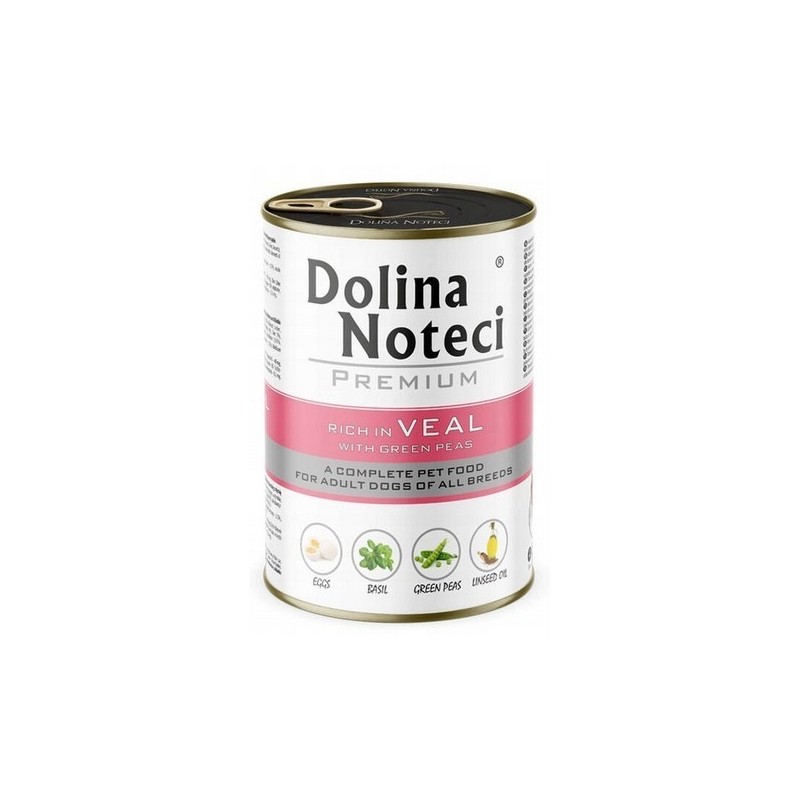 DOLINA NOTECI PIES PREMIUM Cielęcina z zielonym groszkiem 400g