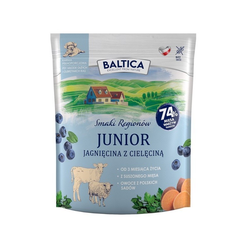 BALTICA SMAKI REGIONÓW Junior Jagnięcina z cielęciną duże rasy 9 kg