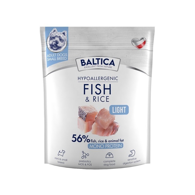 BALTICA NUTRACEUTIC Hypoallergenic Fish and Rice Light dla małych ras 6 kg