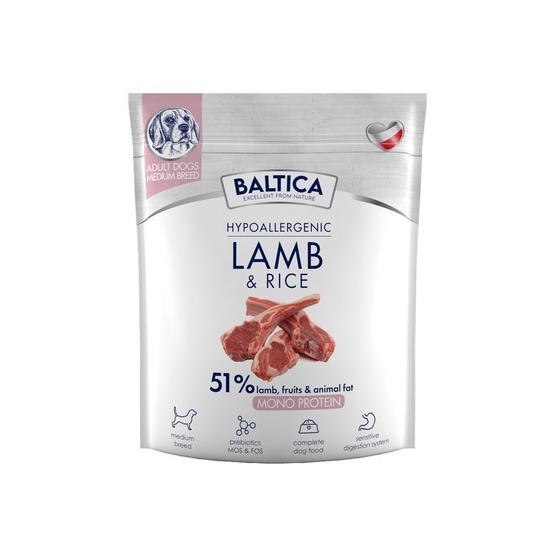 BALTICA NUTRACEUTIC Hypoallergenic Lamb and Rice dla psów ras średnich 9 kg