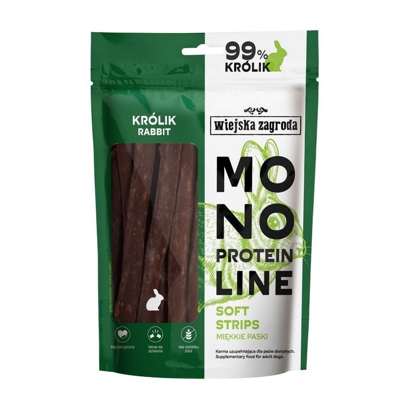 WIEJSKA ZAGRODA PIES Przysmak Monoproteinowy Miękkie Paski Królik 100g
