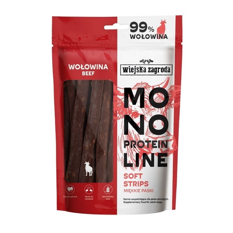 WIEJSKA ZAGRODA PIES Przysmak Monoproteinowy Miękkie Paski Wołowina 100g