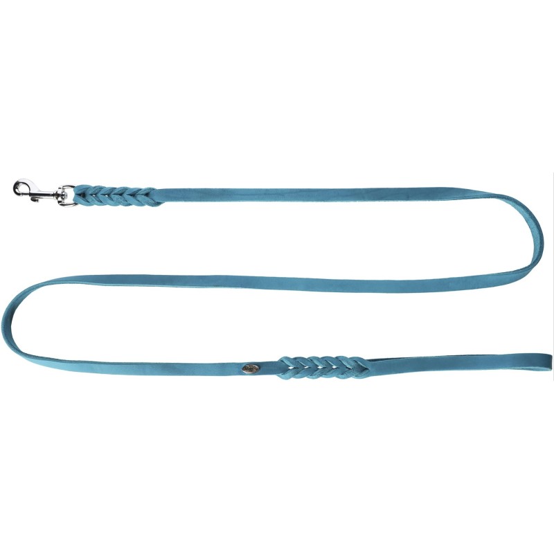 DINGO Smycz skórzana Boutique - Aqua blue 1,5 x 180cm