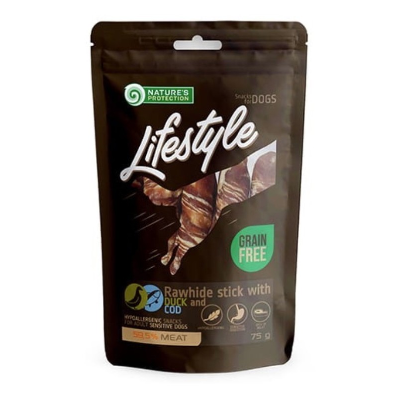NATURES PROTECTION Lifestyle Snacks Rawhide Stick with Duck and Cod 75g