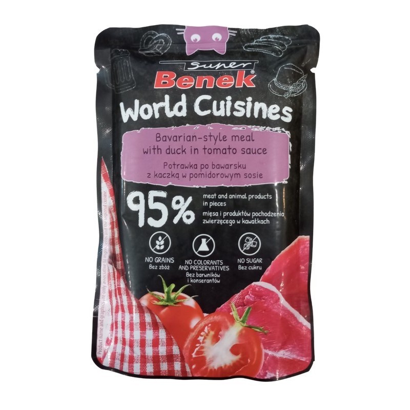 SUPER BENEK World Cuisines Karma dla kotów - kaczka w pomidorowym sosie 100g