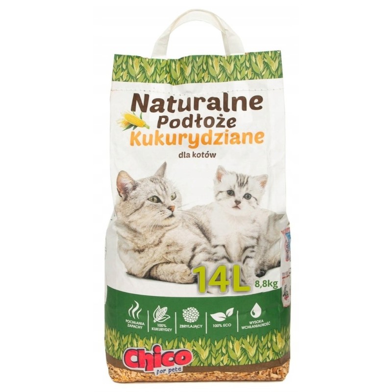 CHICO Podściółka kukurydziana zbrylająca 14l PROMO 3 Uszkodzenie ubytek